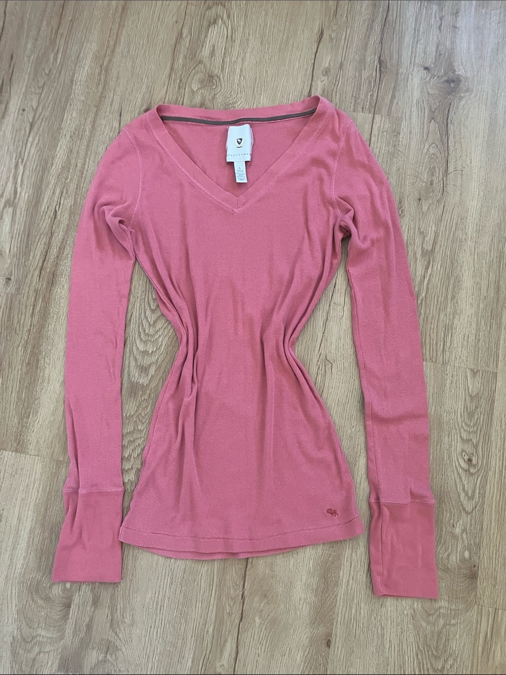 Y2k Women’s Abercrombie & Fitch Pink V-Neck Long Sleeve Top